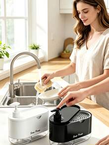 Dispenser Sabun/Sabun Cuci Piring 2-in-1 dengan Botol Pompa dan Tempat Spons, Dispenser Sabun Cuci Piring Multifungsi, Rak Penyimpanan Meja Kamar Mandi, Cocok untuk Dapur, Kamar Mandi, Aksesori Dekorasi Kamar Mandi, Dekorasi Kamar Mandi Rumah, Perlengkapan Perjalanan - MultiWarna - View 5