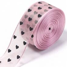 10 Yards/Cuộn ruy băng lưới tulle polyester 2.5cm in hình trái tim, vân lưới chiffon, phụ kiện tóc quần áo DIY, vật liệu đóng gói hộp quà bó hoa, ruy băng trang trí tiệc sinh nhật Giáng sinh đám cưới Năm mới - dây đai - Xem 12