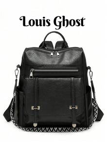 Leather Texture | Double Buckle Decoration * Practical Large Capacity Unlock Urban Commute Classic Aesthetic -- Adjustable Shoulder Strap Handle, Multi-Functional Companion For Daily Travel And Short Trips Dual Carrying Modes - Multicolor - View 2