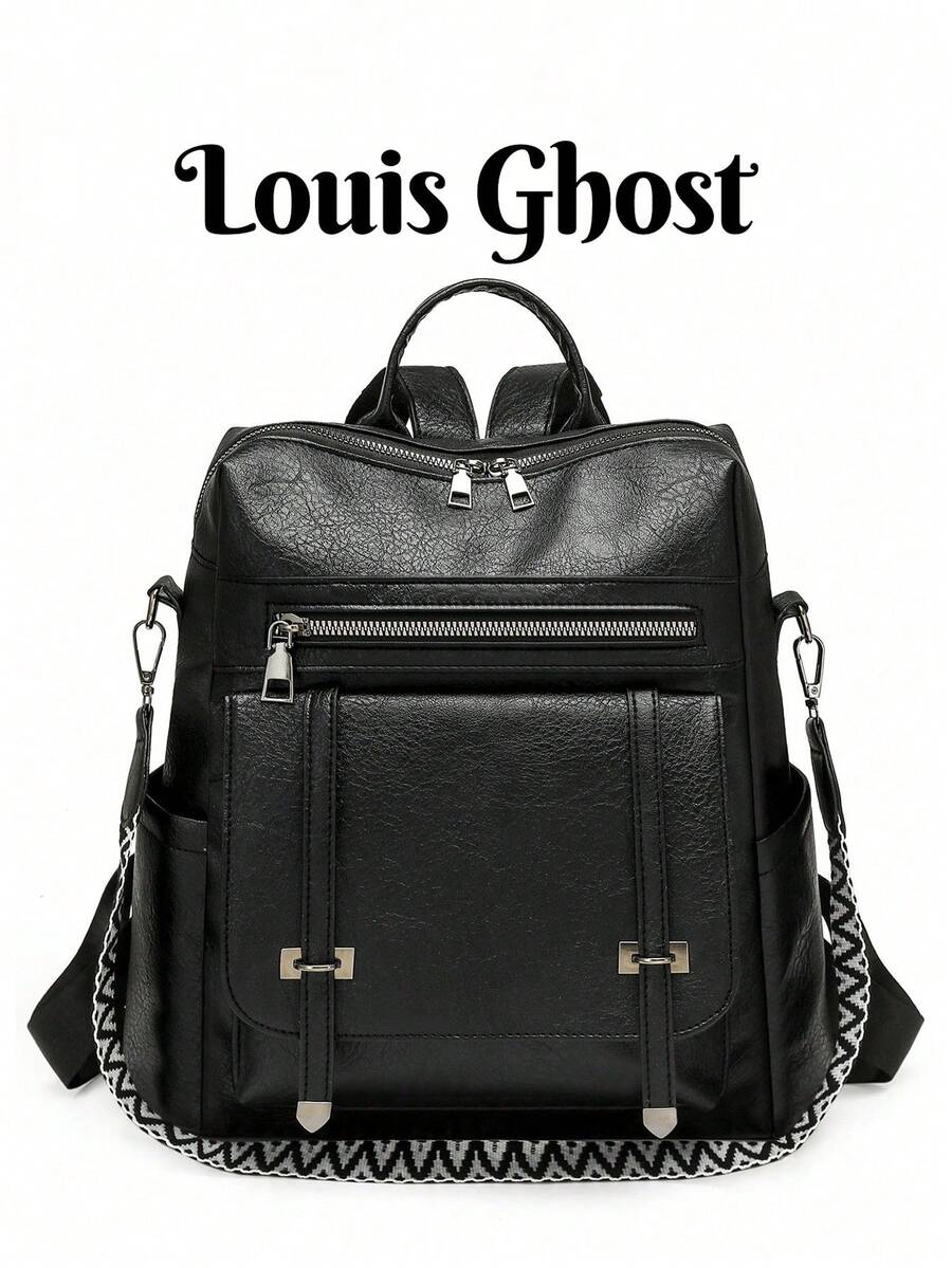 Leather Texture | Double Buckle Decoration * Practical Large Capacity Unlock Urban Commute Classic Aesthetic -- Adjustable Shoulder Strap Handle, Multi-Functional Companion For Daily Travel And Short Trips Dual Carrying Modes