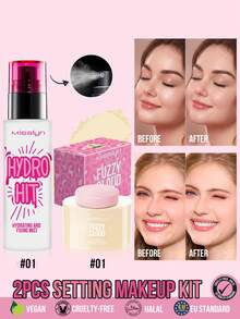 MISSLYN 2PCS Setting Makeup Kit, Fixing Mist & Loose Setting Powder Duo, Hydrating Glow & Soft Matte Finish, Oil Control Face Powder, Smooth Blendable Texture, Flawless Complexion, Lightweight Long Wear Makeup, Daily Wear, Party & Y2K Looks, BestGift - #01+#1 - View 1