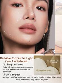 Palet Kontur & Highlight Dua Warna Physicians Formula, Portabel untuk Membentuk & Mencerahkan Struktur Tulang Alami - Cokelat asap pinus + putih porselen - View 4
