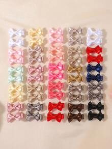bilicaca 10pcs Mini Satin Bow Hair Clips For Kids, Sweet Cute Solid Color Girls Edged Hair Clips, Flyaway Hair Clips, Back To School All-Match Versatile Children Hair Accessories - Multicolor - View 2