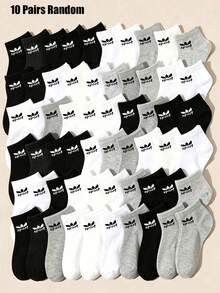 5/10/20 Pairs Random Color Sports Short Socks, Back To School Autumn Holiday Women's Gift, Halloween Autumn Essential Daily Wear, Suitable For All Seasons - Multicolor - View 9