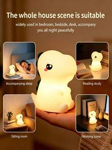 1PC Children's Room Dinosaur Night Light, Timer, Touch Control Dimmable Bedside Lamp, USB Rechargeable. Perfect For Room Decor And As A Soothing Companion. Ideal Gift For Holidays, Birthdays, Children's Birthdays - Multicolor - View 4