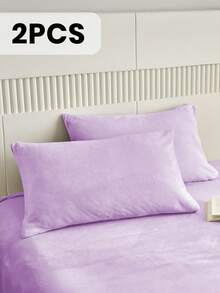 2pcs Warm Crystal Velvet Pillowcases, Purple Pillowcases, Bedding, Pillowcases, Room Decor, Home Decor, Comfortable And Easy To Care, Breathable, Suitable For Living Room, Dormitory And Hotel, Autumn Decor, Winter Decor, All Season Use, Pillow Insert Not Included - Mauve Purple - View 10