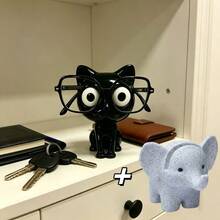 Eyeglass Holder Set, Cat & Elephant Shaped Eyeglass Holder, Cute Plastic Desktop Storage Box, With Eyeglass Holder, Perfect Choice For Home Decor, Suitable As Holiday Gift, Applicable For Halloween, Easter, Valentine's Day And Office Supplies - A - View 1