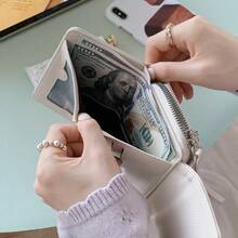 Women's Snap Button Zipper Wallet, Multi-Card Slot Wallet - Multicolor - View 3