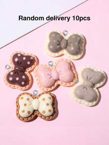 10/20/100pcs Cute Bow Heart Resin Jewelry Accessories DIY Cream Glue Small Charms For Handmade Bracelets Keychains Necklace Pendants - Bow - View 14