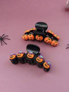1pc Halloween Pumpkin Bat Hair Clip, Back Of Head Hair Clip, Ghost Festival Holiday Costume Fun Headpiece - Multicolor - View 4