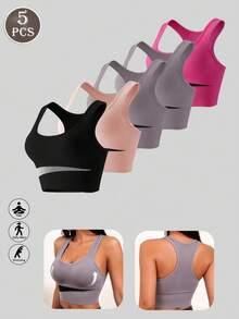 5 Buah Bra Wanita, Bra Olahraga Tanpa Kawat dan Tanpa Punggung, Cocok untuk Olahraga dan Kebugaran - MultiWarna - View 1