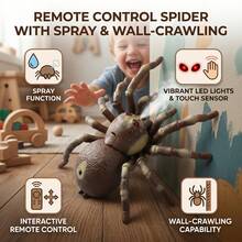 RC Moving Spider With Spray Function – Wireless Remote Control Toy For Kids, Perfect For Pranks And Halloween Decorations, Realistic Movement And Bright LED Eyes - Brown - View 6