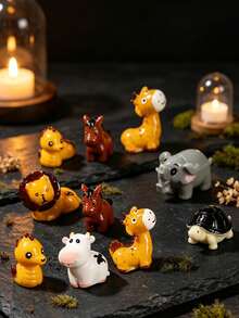 2Pcs Random Mini Animal Figurines, Cute Tiny Wildlife Statue Ornaments, Micro Landscape Decor For Moss Terrarium Fairy Garden, DIY Craft Accessory For Plant Pot Decoration, Lovely Collectible Desktop Display Pieces - Multicolor - View 7