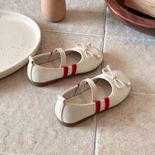 1 Pair Kids Butterfly Decor White Non-Slip Soft Sole Round Toe Elastic Strap Flat Mary Jane Shoes, Suitable For Birthday Party, Wedding Flower Girl, Holiday Gift, Outdoor Outing, Spring Summer Autumn - White - View 4