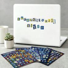 4 Sheets English Letter Stickers, Number Stickers, Symbol Stickers, Label Stickers, Set, Vintage DIY Stickers, Creative Stickers, Stationery Stickers, Junk Journal Scrapbook Supplies Set, Letter Stickers, Suitable For Scrapbooking - Multicolor - View 3