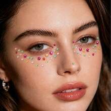 2/4 Sheets Love Square Flower Face Sticker, Stage Makeup Decal, Self-Adhesive Glue-Free Eye Makeup Rhinestone Decoration, Suitable For Holidays, Parties And Events, Nail Art Decoration, Concert Look, Create Clear Atmosphere Makeup Look - Multicolor - View 4