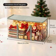 1pc Transparent PVC Christmas Storage Bag With Reinforced Handle And Zipper, Holiday Decoration Organizer Bag, Suitable For Christmas Lights, Wrapping Paper, Party Tableware, Decorations, Travel Holiday Supplies Storage Container - Multicolor - View 12