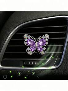1pc Exquisite And Shiny Butterfly Decoration Car Air Outlet Decoration - With Aromatherapy Sheet, Aromatherapy Clip, Rhinestone Decoration Butterfly Air Outlet Clip, Elegant Interior Accessories, (Easy To Install) - A - View 11