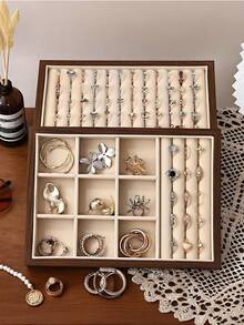 Luxury Black Walnut Jewelry Tray, Jewelry Storage & Display Tray, Drawer-Style Jewelry Tray, Stackable Jewelry Storage Tray, Multi-Functional Jewelry Display Tray - Black Walnut Tray - View 4