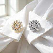 Elegant Geometric Pattern Button Covers, Shirt Button Covers, Clip-On Button Covers, Fashion Crystal Cufflinks Covers, Suitable For Tuxedo And Wedding Dress Decoration - Multiple Colors - View 2