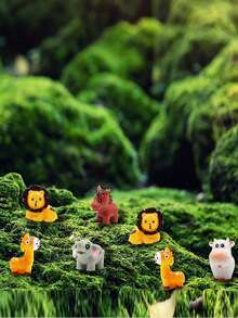 2Pcs Random Mini Animal Figurines, Cute Tiny Wildlife Statue Ornaments, Micro Landscape Decor For Moss Terrarium Fairy Garden, DIY Craft Accessory For Plant Pot Decoration, Lovely Collectible Desktop Display Pieces - Multicolor - View 5
