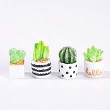 1/4/8pcs Mini Cactus Car Ornament, Adorable Plant Design, Healing Resin Decor, Dashboard, Rearview Mirror, Exquisite Small Desktop Ornament, Garden Pot Decoration, Holiday Gift - Cactus - View 10