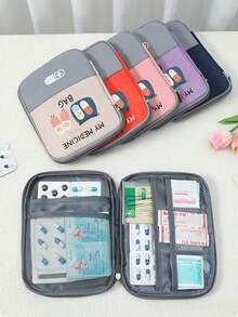 Portable Medical Bag Printed With "My Medicine Bag" And Pill Patterns, Portable Camping Medical Bag, Compact First Aid Kit, Travel And Home Portable Storage Bag Version, Small Medicine Bag, Convenient Medical Bag, - Multicolor - View 1