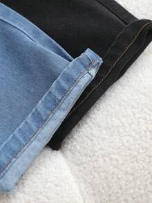 2pcs/Pack Boys' Cargo Denim Jeans, Spring/Autumn Kids Loose Straight Leg Long Pants, Elastic Waist, Large Pockets, Cuffed Hem, Casual Workwear - Multicolor - View 7