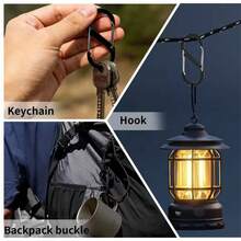 LOTANK 5Pcs Multicolor Aluminum Alloy 8‑Shape S‑Shaped Double Gate Hooks, Multifunctional Snap Buckles For Backpack Bag Outdoor Storage Hanging Accessories - Multicolor - View 5