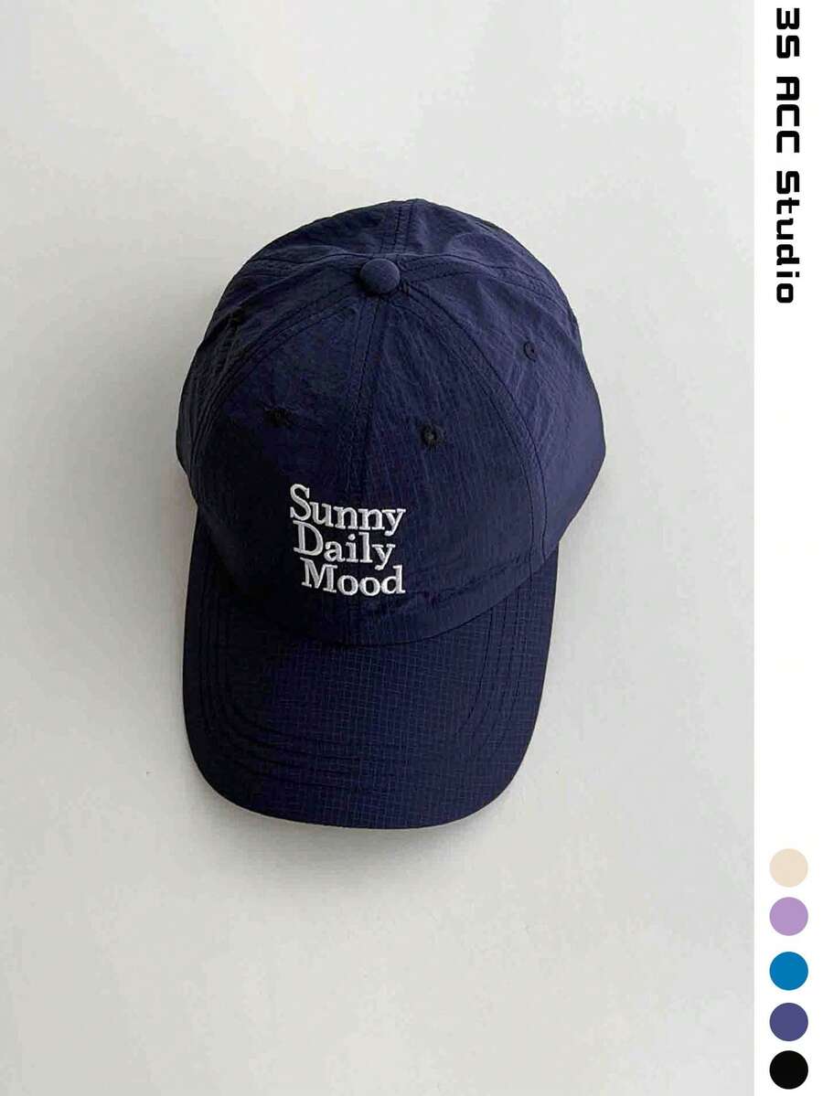 2/1pc Soft Top Letter Embroidered Black Baseball Cap Women's New Style Quick-Dry All-Season Versatile Hat Fine Grid Baseball Cap Color Block Quick-Dry Sports Hiking Baseball Cap Skater Hippie Chicks Style Ultra-Thin Quick-Dry Fabric