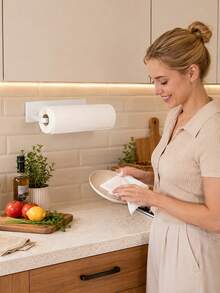 2/1pc Kitchen Towel Rack - Non-Slip Bar Design, Suitable For Bathroom, Kitchen And Cabinet - Easy Installation, Self-Adhesive Paper Towel Holder Under Cabinet, Suitable For Kitchen, Bathroom, RV And Hotel Wall-Mounted Towel Rack - Multicolor - View 3