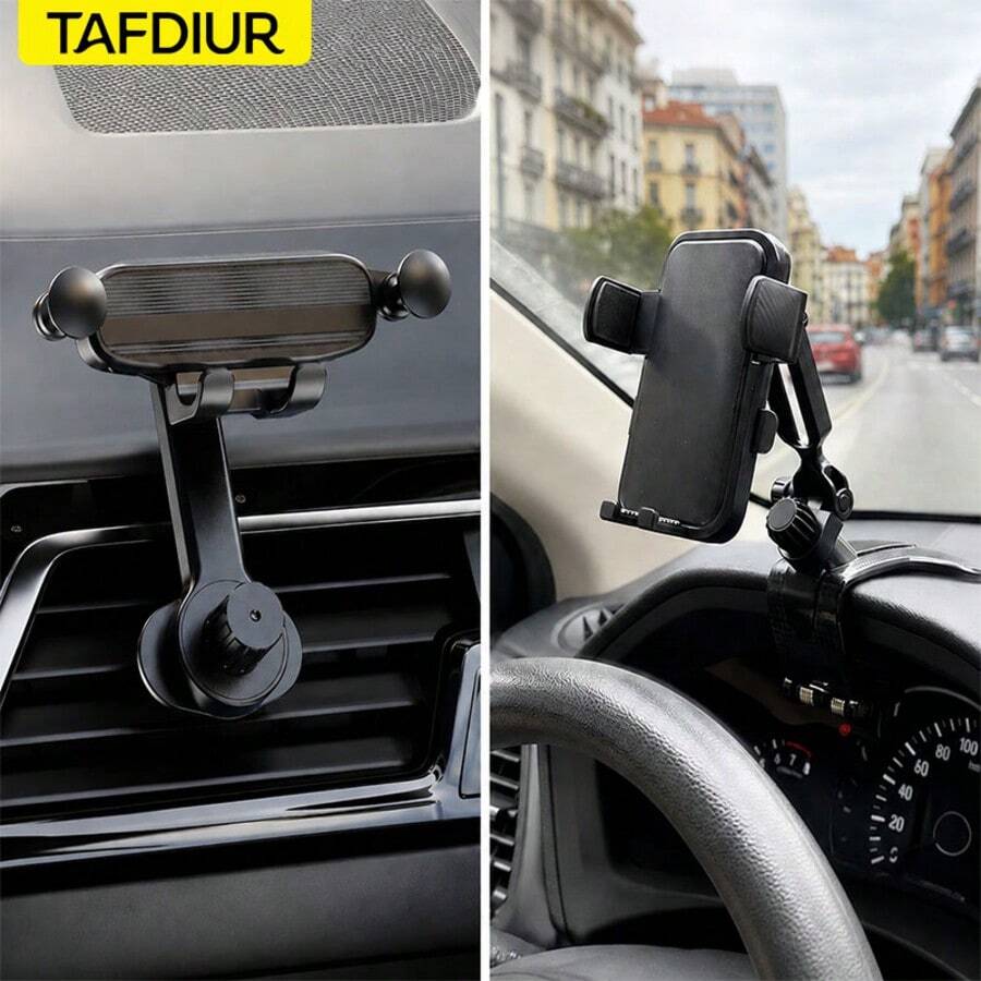 TAFDIUR 2合1汽車手機支架,儀表板與出風口安裝,360°旋轉穩定導航手機架 - 多色 - 查看 1