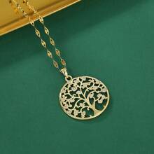 Tree Of Life Light Luxury Banquet Wedding Necklace For Women, Niche Design Versatile Clavicle Chain Pendant Necklace 1 Piece (Gift Box Not Included) - Gold - View 2