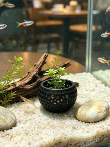 3D Printed Hollow Sphere Aquatic Plant Pot, Fish Tank Aquascaping Planting Container, Fish And Shrimp Hiding Cave, Aquarium Decoration Ornament - Happy Aquarium - View 5