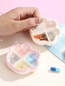 Creative Cute Cat Paw Shaped Pill Box, Large Capacity 8-Compartment Portable Pill Box, Rounded Design, Magnetic Closure, Suitable For Storing Vitamin Tablets, Suitable For Daily Outdoor Activities, Daily Use Or Travel. Storage Box - Multicolor - View 8