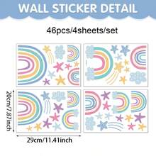 4/2pcs Stiker Dinding Pelangi Kartun Lucu, Bintang & Hati, Gaya Bohemian Stiker PVC Perekat Diri untuk Dekorasi Ruangan - Stiker Dinding Awan Meteor Pelangi - View 13