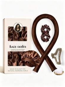 Heatless Curling Set, Create Natural Wavy Curls Overnight Without Heat Damage. Includes Satin Sleep Cap, Hair Bands And Hair Clips. Soft And Silky Texture, Easy To Use During Sleep. Suitable For Home And Travel, Get Charming Curls Every Morning. - Multicolor - View 10