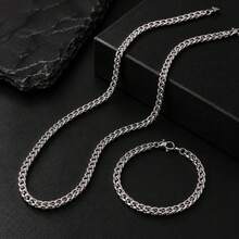 1-Set Men's Necklace And Bracelet Jewelry Set, Unique & Design, Durable & Non-Fading Material, Effortlessly Matches Various Fashion Outfits - Multicolor - View 3