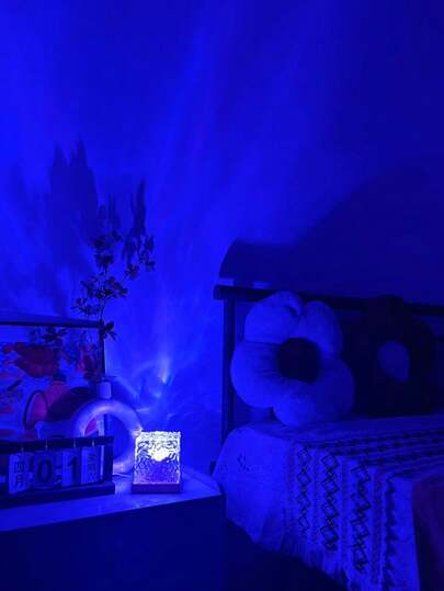 1 st LED vattenvågs-kvadratisk projektionsatmosfärslampa, 16 färger RGB, touch-/fjärrkontroll, USB-driven, dekorativ glaskonstlampa, lämplig för sovrum, vardagsrum, fest, födelsedag, Alla hjärtans dag och juldekoration