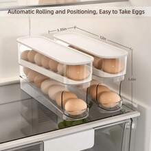 2pcs Double-Layer Rotating Egg Dispenser, Refrigerator Egg Storage Box, Automatic Egg Rack, Large Capacity Kitchen Egg Holder - View 9