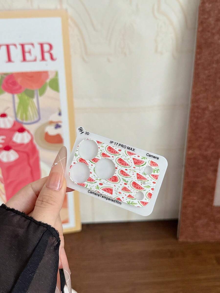 1pc 9H Hardness Camera Lens Protector Film Stylish Full‑Wrap Lens Decor Film Compatible With IPhone 18 17 Pro Max Accessories Back Lens Anti Fall Explosion Proof Bubble Free Automatic Adsorption Easy Installation Scratch-Resistant Printed Watermelon Fruit Pattern Protector Film Accessories