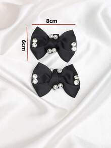 2pcs Detachable Shoe Decoration High Heel Shoe Flower Buckle Bow Shape DIY Shoe Accessories Fashion Elegant Graceful Shoe Clips Suitable For High Heels Shoes Women's Shoes Decoration Office Business High Heels Dating Party Shoe Decoration - Black - View 8