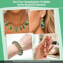 QIAO Green Flat Bead Set, Beading Set, Includes 5 Sizes: 3mm, 4mm, 6mm, 8mm, And 10mm. Suitable For Making Jewelry, Succulent-Themed Jewelry, And Crafts. - 5-compartment Grass Green AB Set 1250PCS - View 7