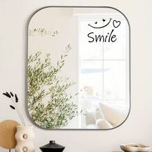 1PC Minimalist Healing Style 'Smile' Static Window Sticker, PVC Material Easy To Remove And Reusable, Suitable For Bathroom, Bedroom, Makeup Mirror And Other Scenes - Black - View 3