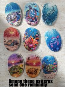 1pc Random Pattern Realistic Stone Texture Resin Material Ocean Sea Turtle Design Creative Fridge Magnet, Suitable For Home Decor, Refrigerator Magnet And Travel Beach Cultural Creative, Personalized Holiday Birthday Gift - Ocean Fridge Magnet - View 10