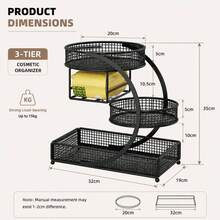 Cosmetic Storage Box Desktop Organizer Multi-Layer Skincare Organizer Vanity Shelf Bathroom Storage Rack Dorm Storage Shelf - Black - View 8
