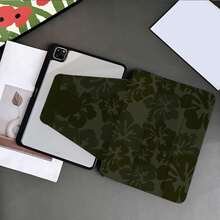 深橄欖綠漸層木槿花印花 360° 旋轉平板保護殼，附筆槽，相容 iPad 11"(A16) 10.9/10.2/Air 5th/10th/Air 13/Air 11，自動休眠/喚醒功能，相容 5/5PRO/6/6PRO/7/7PRO，相容 OPPO Pad，相容 MatePad，相容 Vivo Pad，相容 Honor Pad，相容 Pad - 彩色 - 查看 6