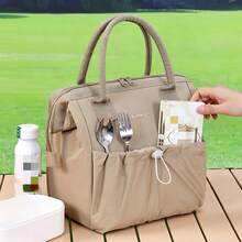 Large Capacity Lunch Tote Bag With Built-In Insulated Liner, Lunch Bag For Office, Students, Picnic, Travel, Camping, Back To School Essential - Multicolor - View 7