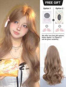 alicegarden 26-Inch Forehead Lace Front Wig A Natural Wavy Style In A A Stunning Camel. Middle Part Design , This False Hairpiece Is Perfect For Ms Daily Party Cosplay Use, Offering A Natural And Natural Durable Wig Gift For Ladies. (No Accessories), Halloween - Brown - View 5