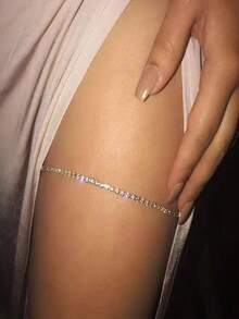 Bộ 4 sợi xích đùi đính đá nhân tạo một hàng phong cách sexy Âu Mỹ, trang sức cơ thể bikini mùa hè, phù hợp cho váy cưới, tiệc rave và các dịp khác - Nhiều màu - Xem 1